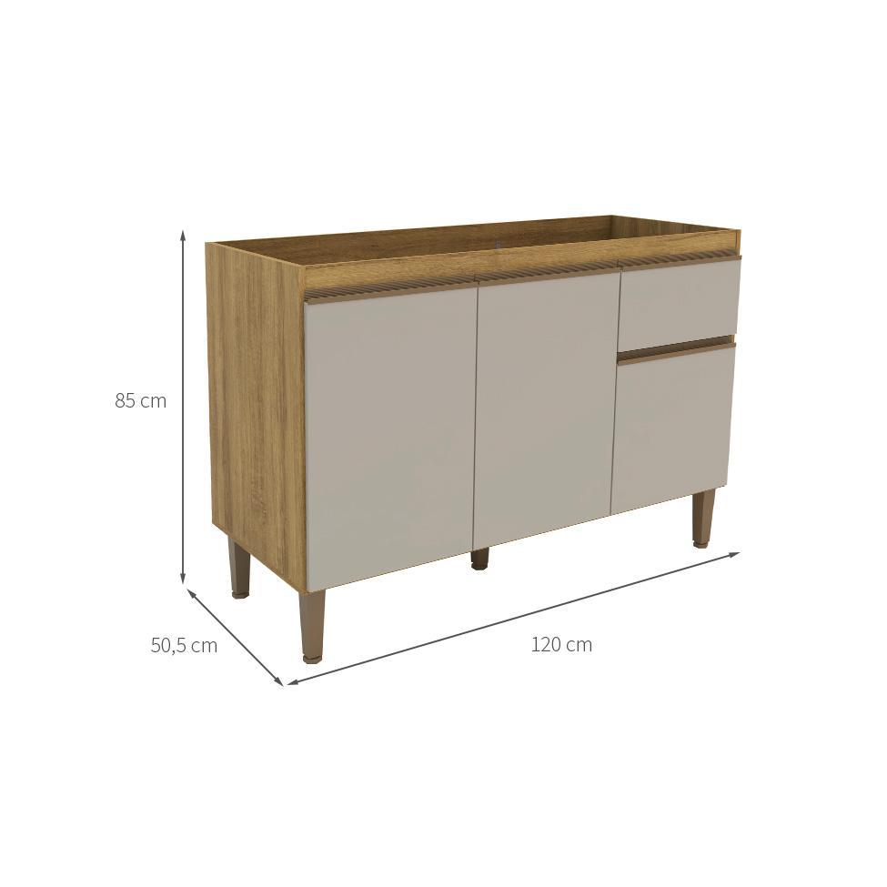 Balcão de Cozinha Margarida sem Tampo 3 PT 1 GV Mel e Arenas - 3