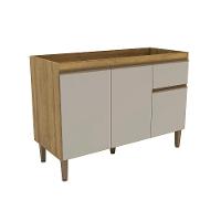 Balcão de Cozinha Margarida sem Tampo 3 PT 1 GV Mel e Arenas - 1