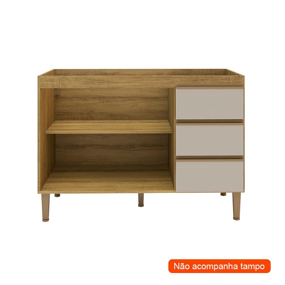 Balcão de Cozinha Margarida sem Tampo 2 PT 3 GV Mel e Arenas - 2