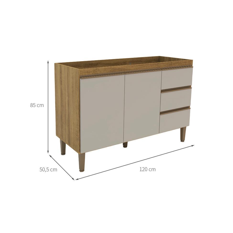 Balcão de Cozinha Margarida sem Tampo 2 PT 3 GV Mel e Arenas - 3