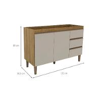 Balcão de Cozinha Margarida sem Tampo 2 PT 3 GV Mel e Arenas - 3