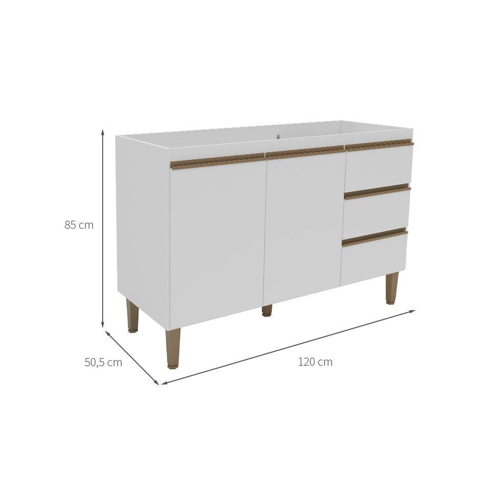 Balcão de Cozinha Margarida sem Tampo 2 PT 3 GV Branco - 3