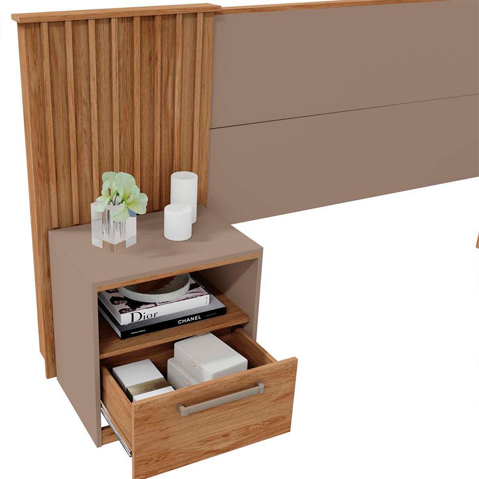 Cabeceira Casal Extensível com 2 Mesas de Apoio Lucius 2 GV Buriti e Fendi - 4