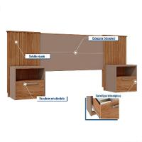 Cabeceira Casal Extensível com 2 Mesas de Apoio Lucius 2 GV Buriti e Fendi - 2