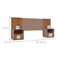 Cabeceira Casal Extensível com 2 Mesas de Apoio Lucius 2 GV Buriti e Fendi - 3