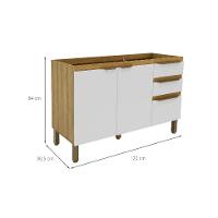 Balcão de Cozinha Magnólia sem Tampo 2 PT 3 GV Mel e Branco - 3