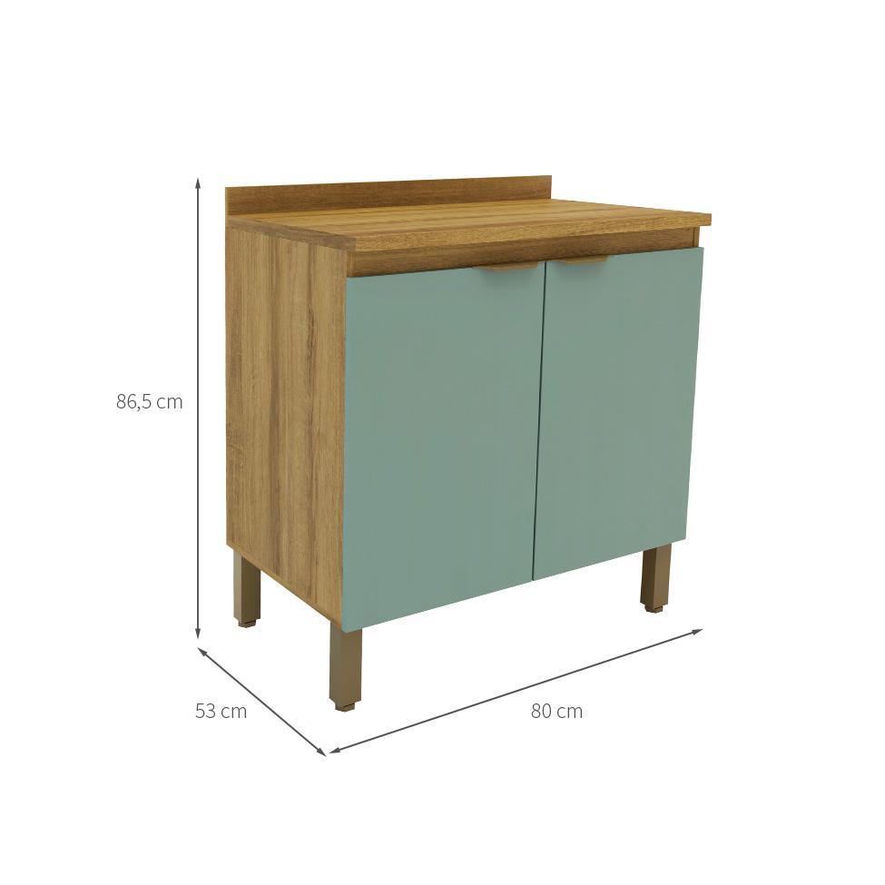 Balcão de Cozinha Magnólia com Tampo 2 PT Mel e Verde - 3
