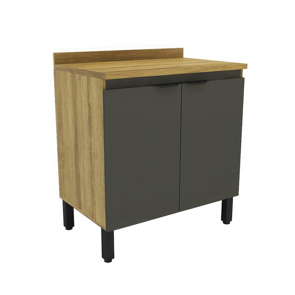 Balcão de Cozinha Magnólia com Tampo 2 PT Mel e Grafite - 1