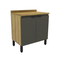 Balcão de Cozinha Magnólia com Tampo 2 PT Mel e Grafite - 1