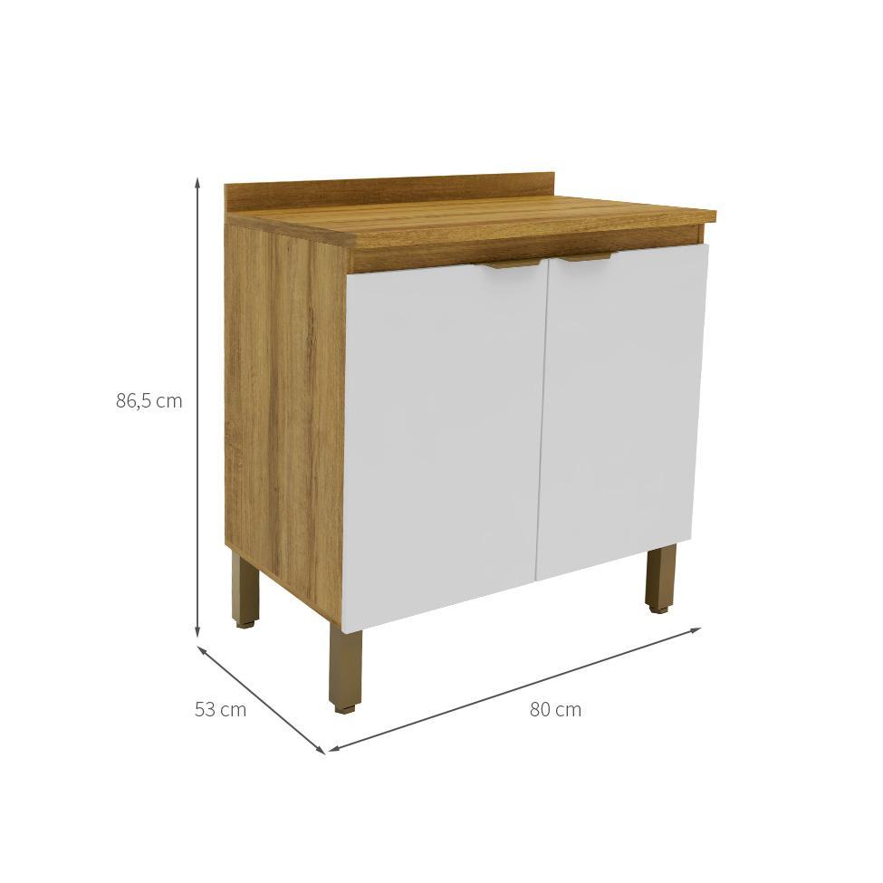 Balcão de Cozinha Magnólia com Tampo 2 PT Mel e Branco - 3