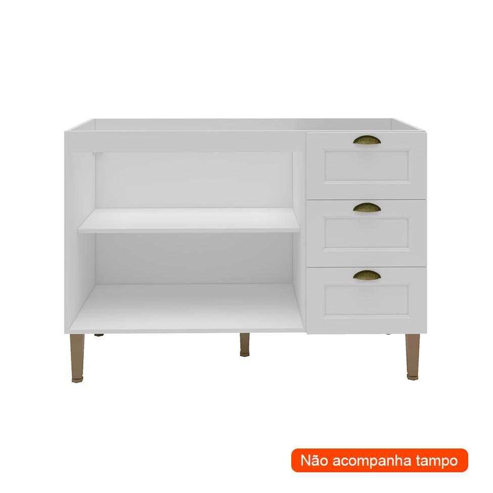 Balcão de Cozinha Lavanda sem Tampo 2 PT 3 GV Branco - 2