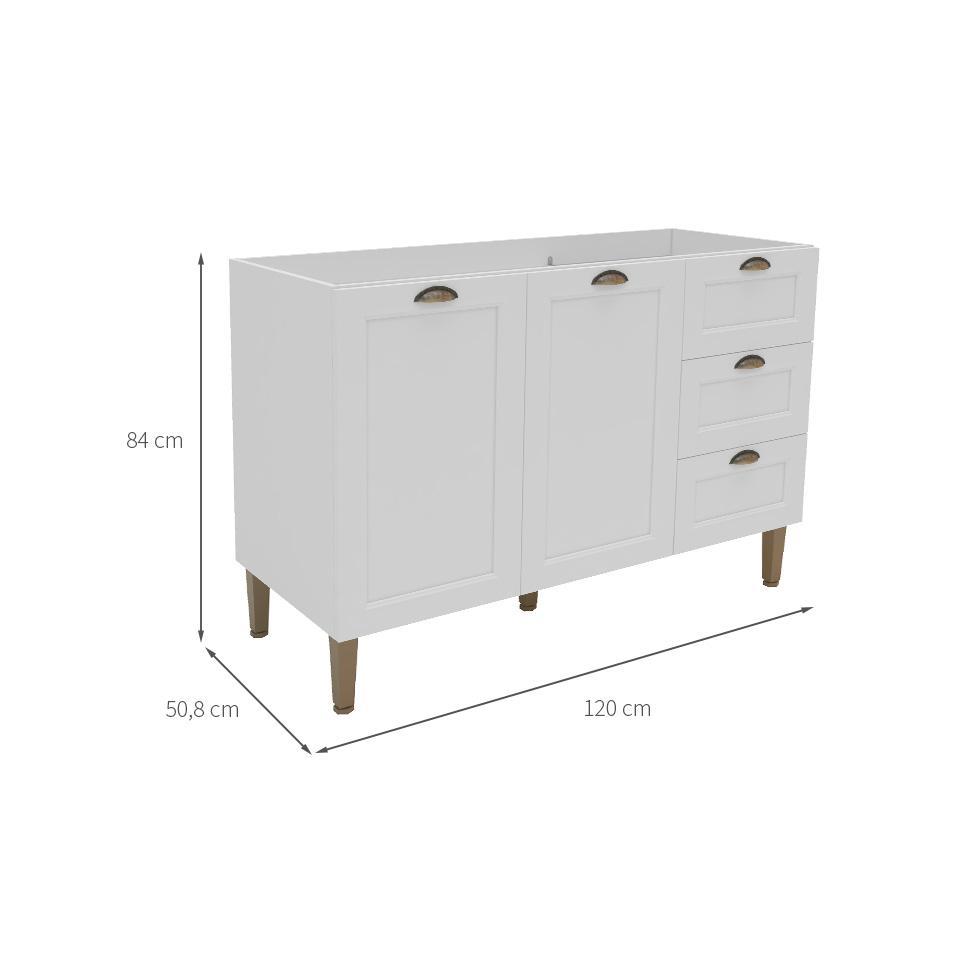 Balcão de Cozinha Lavanda sem Tampo 2 PT 3 GV Branco - 3