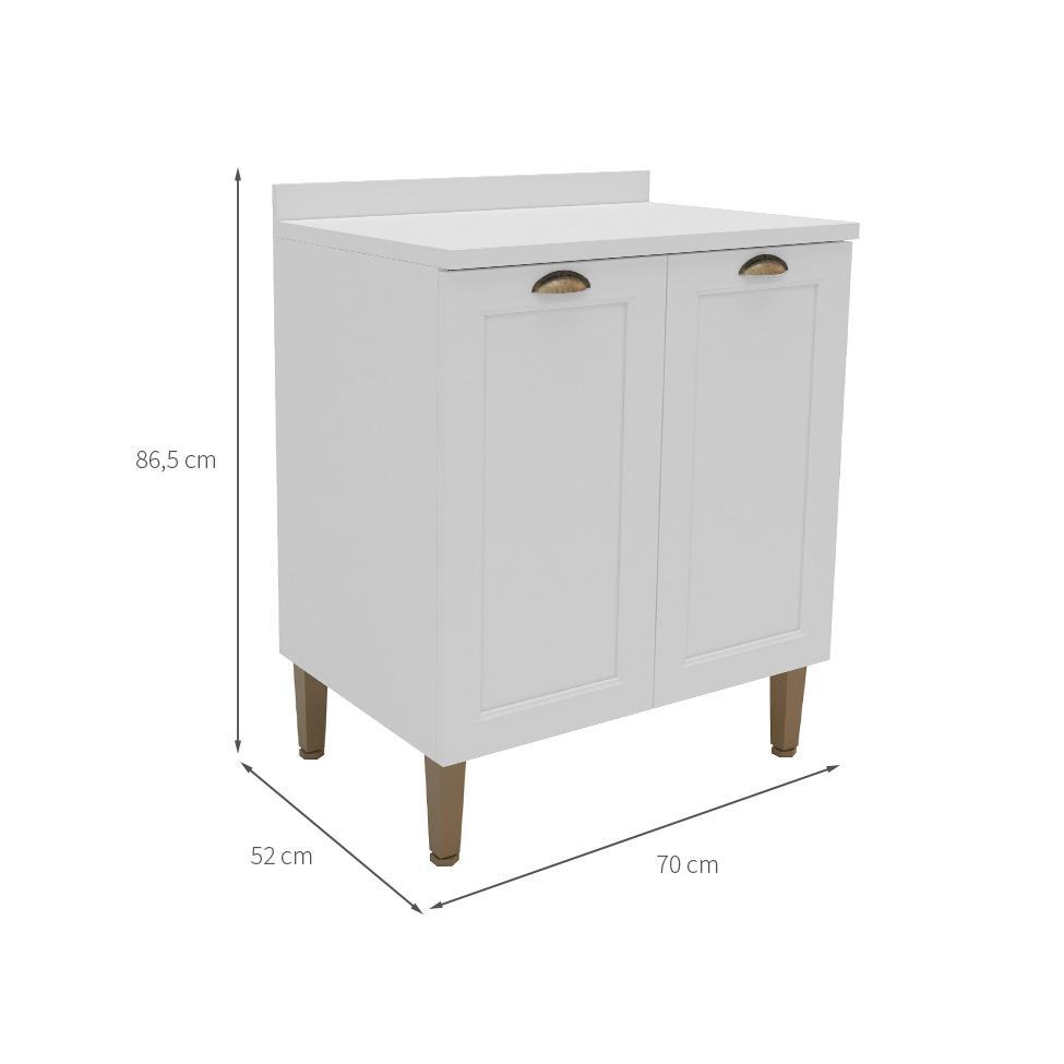 Balcão de Cozinha Lavanda com Tampo 2 PT Branco - 3