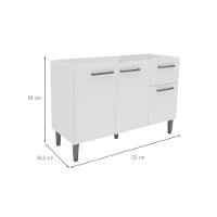 Balcão de Cozinha Amor Perfeito sem Tampo 3 PT 1 GV Branco - 3