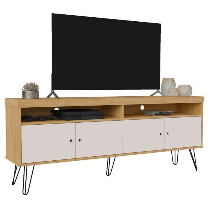 Conjunto de Rack Liberty com Painel para TV até 75 Polegadas Nevada Carvalho e Off White - 6