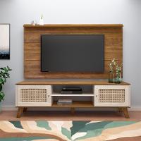 Conjunto de Rack Charlotte 2 PT com Painel para TV até 42 Polegadas Slim Pinho e Off White - 1