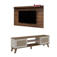 Conjunto de Rack Charlotte 2 PT com Painel para TV até 42 Polegadas Slim Pinho e Off White - 2