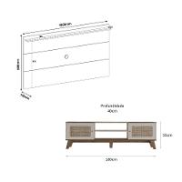 Conjunto de Rack Charlotte 2 PT com Painel para TV até 42 Polegadas Slim Pinho e Off White - 3