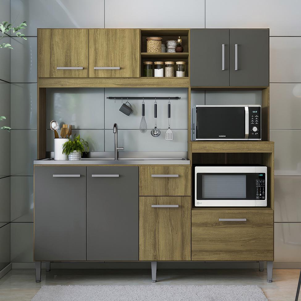 Cozinha Compacta Jasmin 8 PT 1 GV Dakar e Vulcano - 1