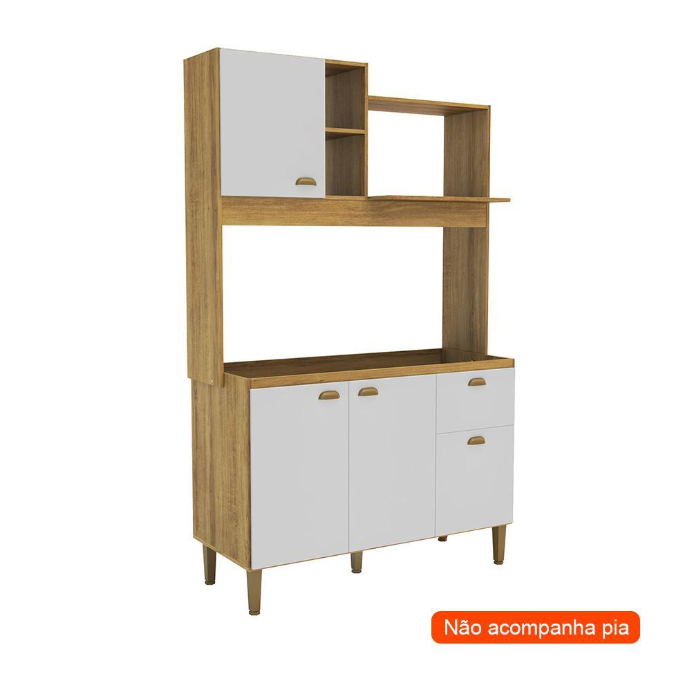 Cozinha Compacta Azaléia 4 PT 1 GV Mel e Branco - 2