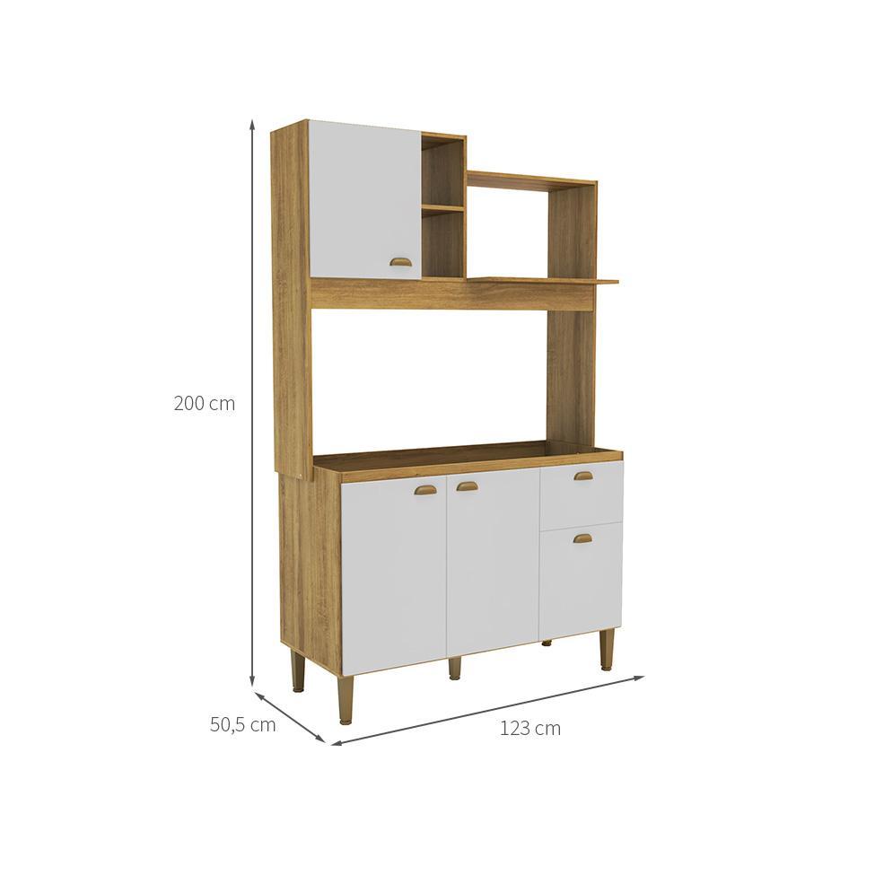 Cozinha Compacta Azaléia 4 PT 1 GV Mel e Branco - 3