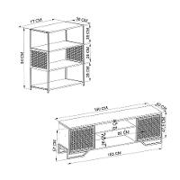 Conjunto para Sala de Estar Paricel com Rack 2 PT e Estante 77cm Preto e Mel - 3