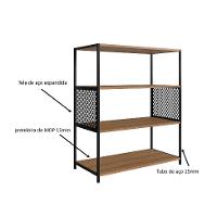 Conjunto para Sala de Estar Paricel com Rack 2 PT e Estante 77cm Preto e Mel - 8