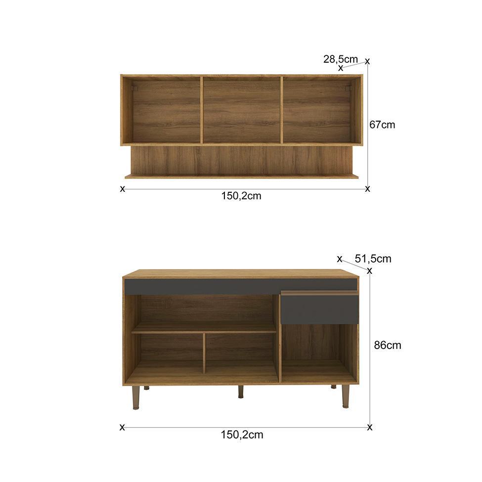 Cozinha Compacta New York 5 PT 1 GV Mel e Grafite - 3