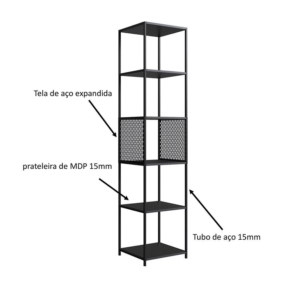 Conjunto para Sala de Estar Paricel com Rack 1 GV e Estante 40cm Preto - 5