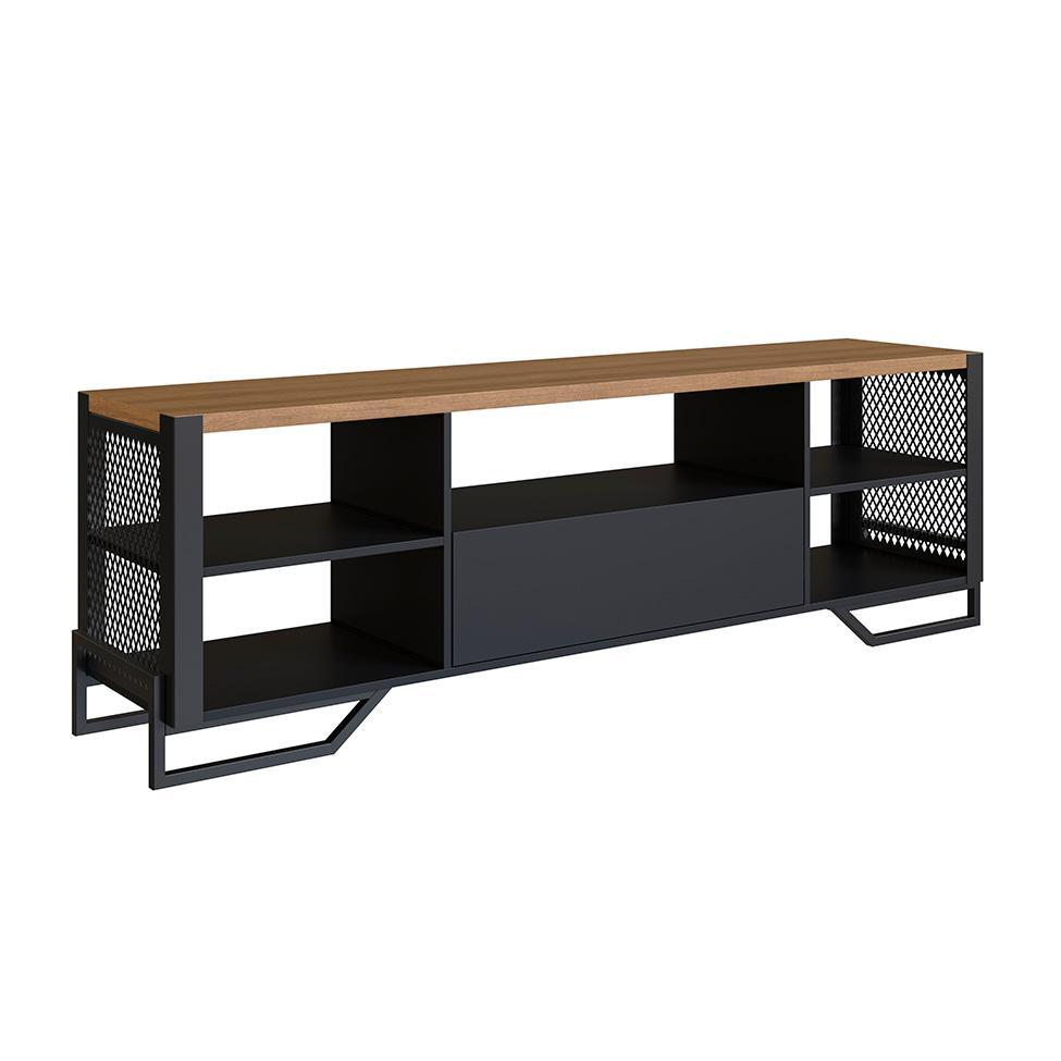 Conjunto para Sala de Estar Paricel com Rack 1 GV e Estante 40cm Preto - 7