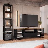 Conjunto para Sala de Estar Paricel com Rack 1 GV e Estante 40cm Preto - 1