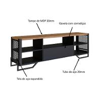 Conjunto para Sala de Estar Paricel com Rack 1 GV e Estante 40cm Preto - 8