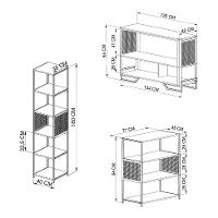 Conjunto para Sala de Estar Paricel com Aparador, Estante 40cm e Estante 77cm Preto e Mel - 3