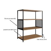 Conjunto para Sala de Estar Paricel com Aparador, Estante 40cm e Estante 77cm Preto e Mel - 7