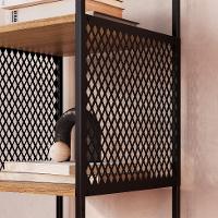 Conjunto para Sala de Estar Paricel com Aparador, Estante 40cm e Estante 77cm Preto e Mel - 10