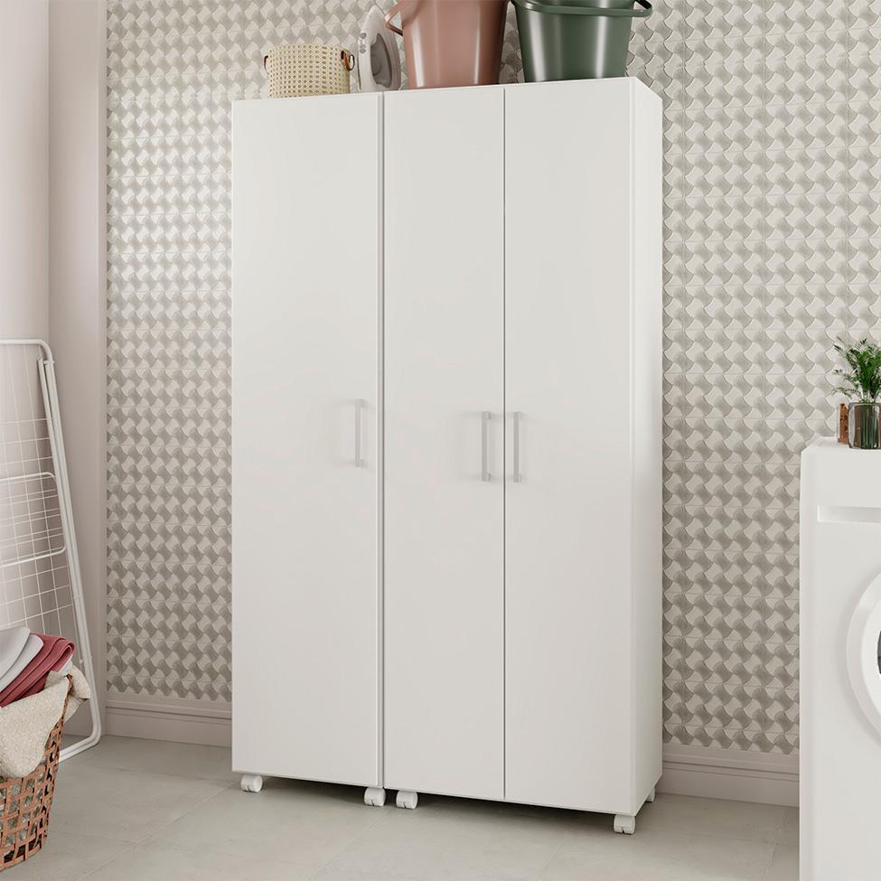 Conjunto para Lavanderia com Armários Multiuso André 3 PT Branco - 1