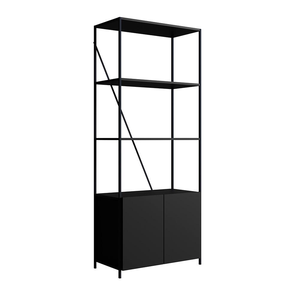 Conjunto para Escritório Steel Wood com Escrivaninha e Estante 2 PT Preto e Oro - 4