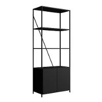 Conjunto para Escritório Steel Wood com Escrivaninha e Estante 2 PT Preto e Oro