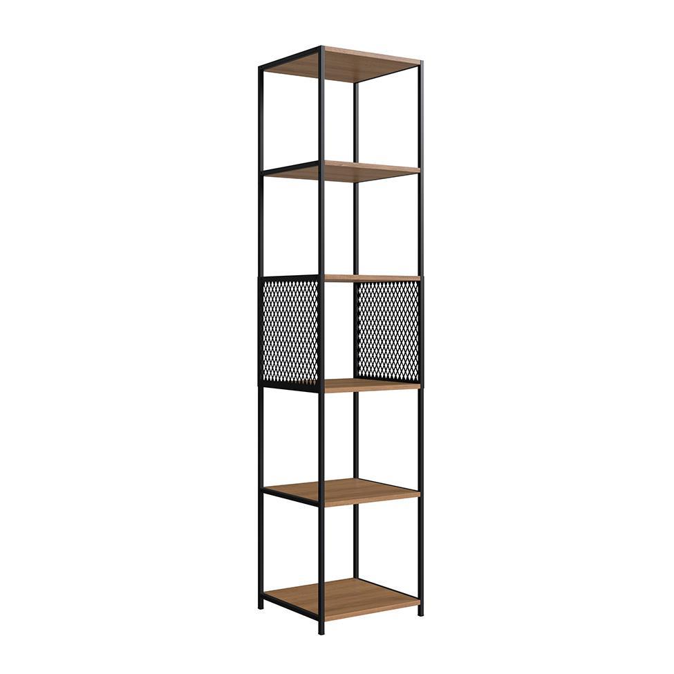 Conjunto para Escritório Paricel com Escrivaninha Dobrável e Estante 40cm Preto e Mel - 4