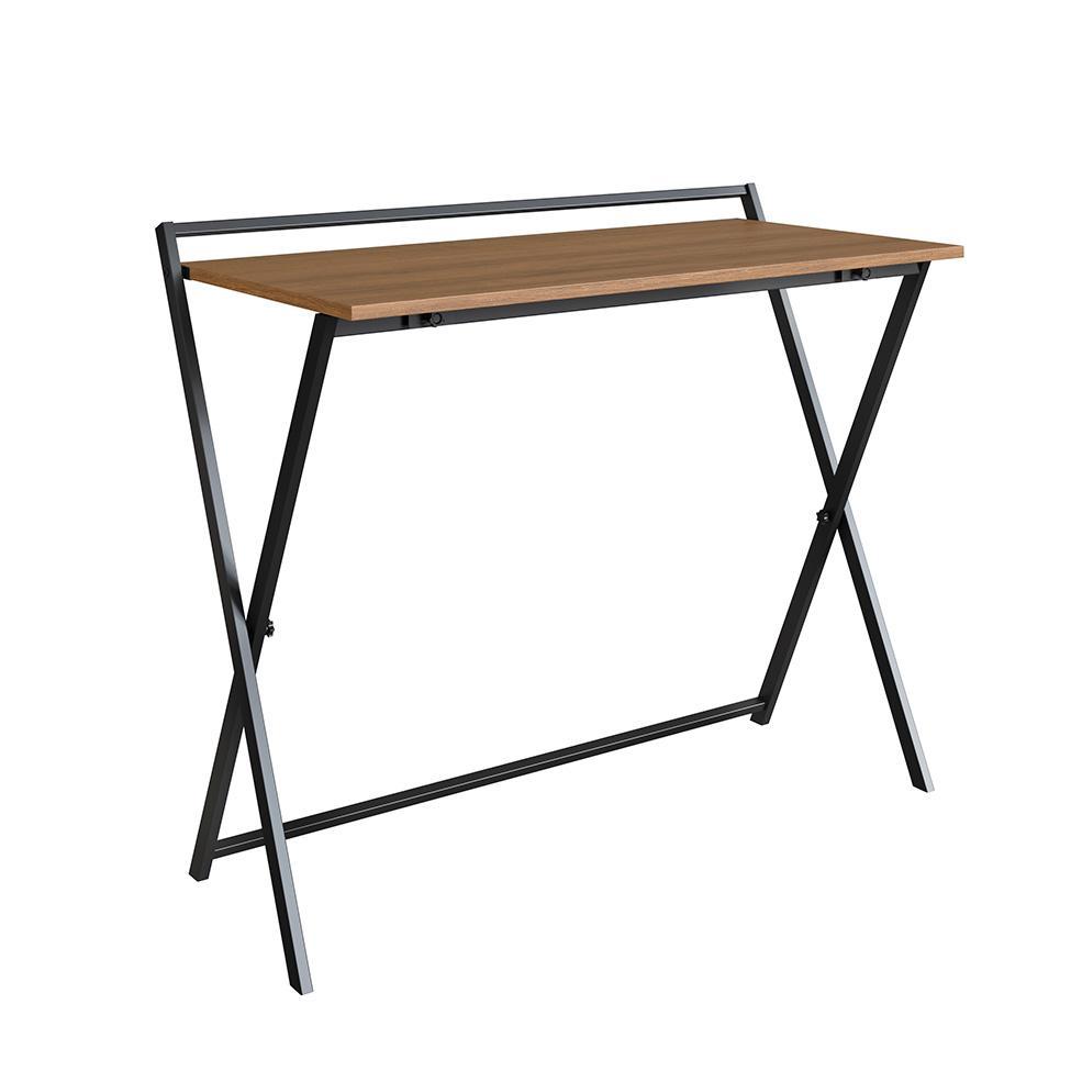 Conjunto para Escritório Paricel com Escrivaninha Dobrável e Estante 40cm Preto e Mel - 6