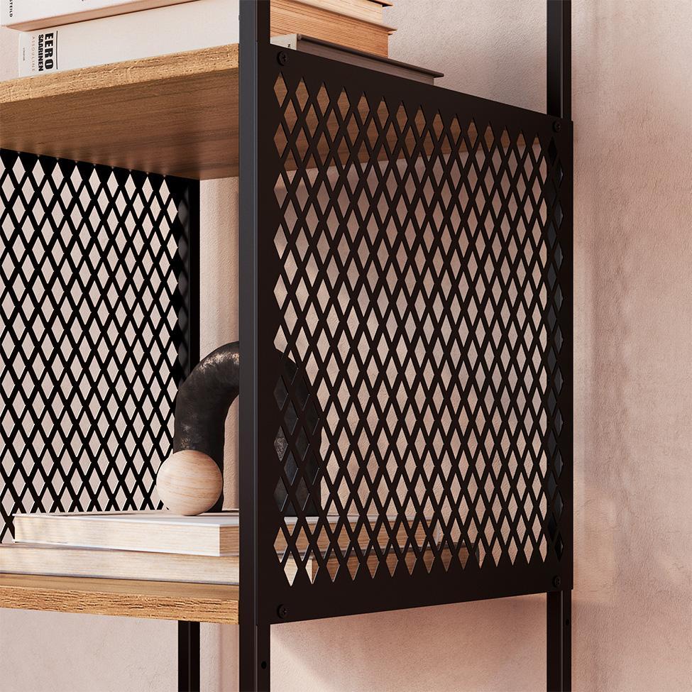 Conjunto para Escritório Paricel com Escrivaninha Dobrável e Estante 40cm Preto e Mel - 9