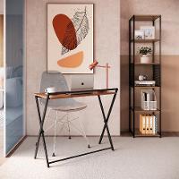 Conjunto para Escritório Paricel com Escrivaninha Dobrável e Estante 40cm Preto e Mel - 1