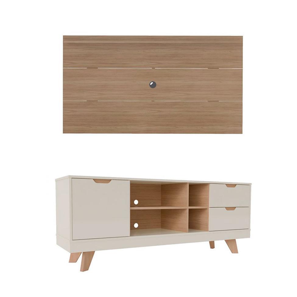 Conjunto de Rack Michigan com Painel para TV até 75 Polegadas Nevada Carvalho e Off White - 2
