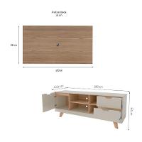 Conjunto de Rack Michigan com Painel para TV até 75 Polegadas Nevada Carvalho e Off White - 3