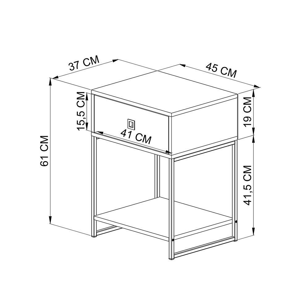 Conjunto com 2 Mesas de Cabeceira Paricel 2 GV Mel e Grafite - 3