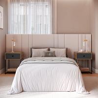 Conjunto com 2 Mesas de Cabeceira Paricel 2 GV Mel e Grafite - 1