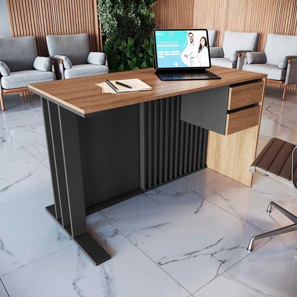 Escrivaninha Salir 2 GV Mel e Grafite - 2