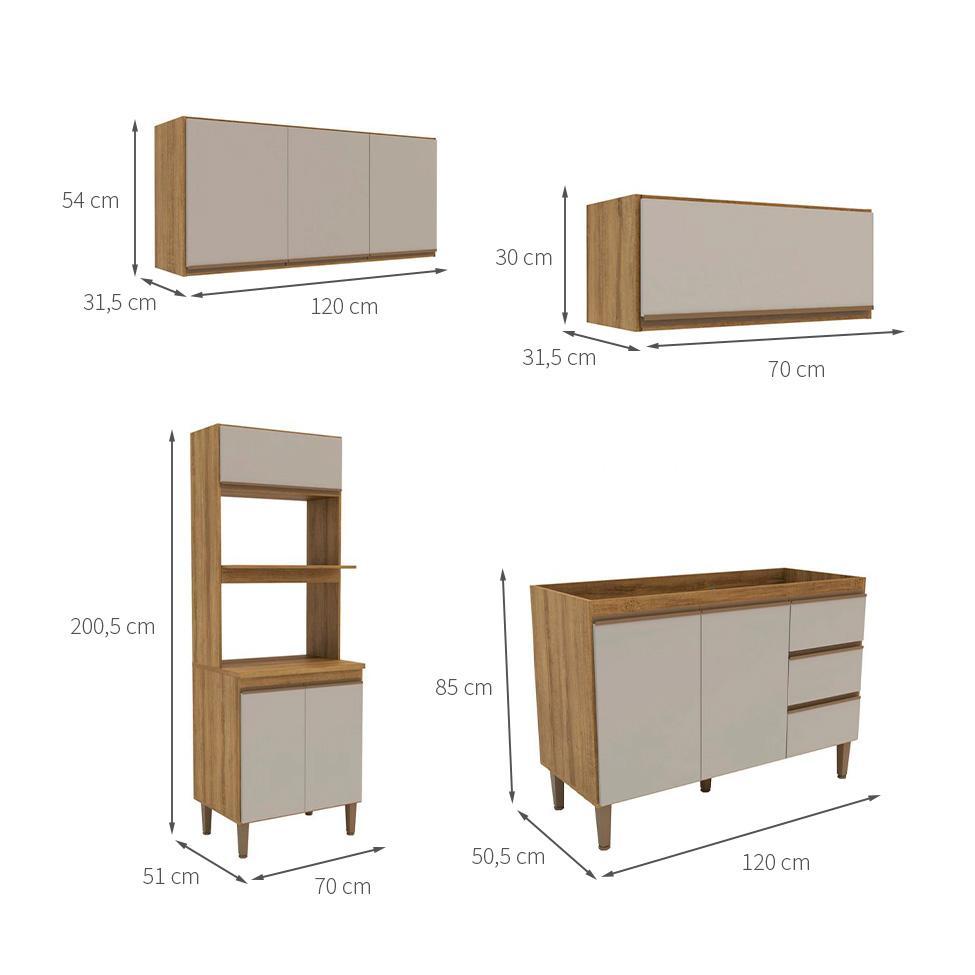 Cozinha Completa Margarida 9 PT 3 GV Mel e Arenas - 4