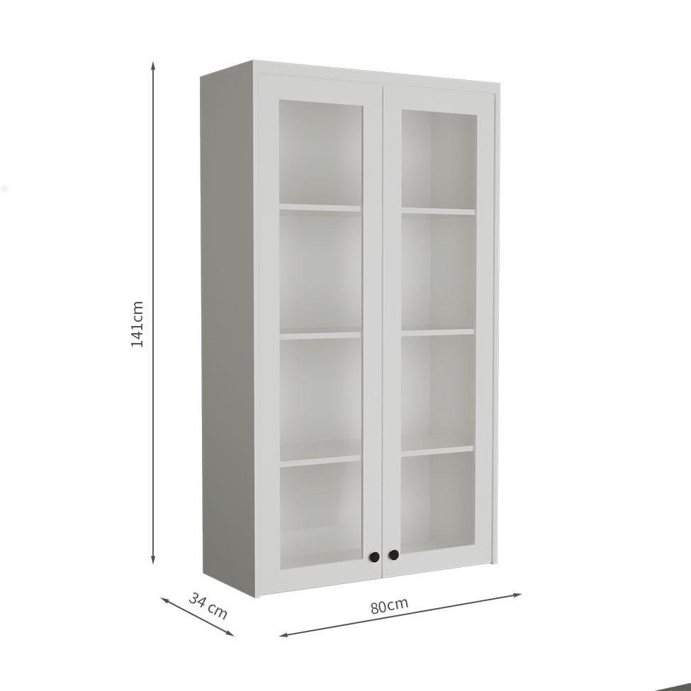 Cristaleira Évora com Vidro 2 PT Branca - 3