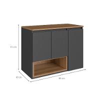 Gabinete de Banheiro Cecília 3 PT Grafite e Mel - 3